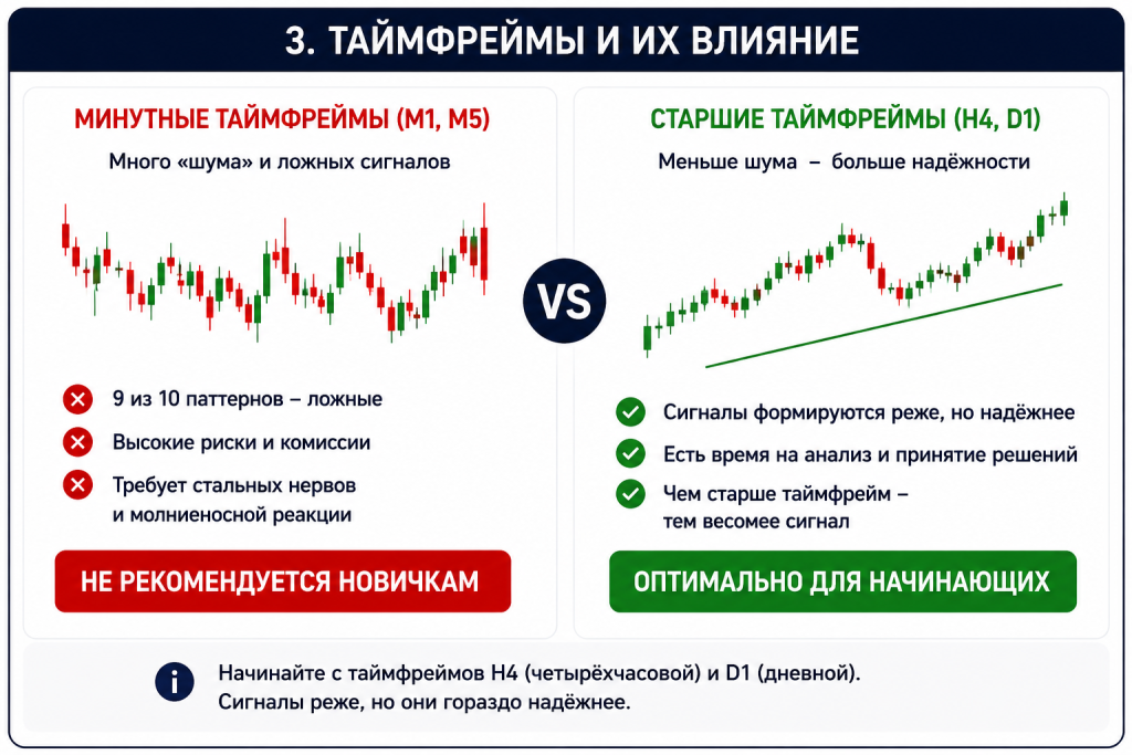 Сравнение минутных и старших таймфреймов для анализа рынка